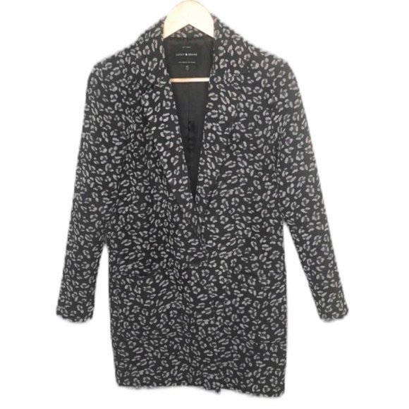 Lucky Brand Pea Coat Floral Black Mid Length Lined Jacket XS - Picture 1 of 5